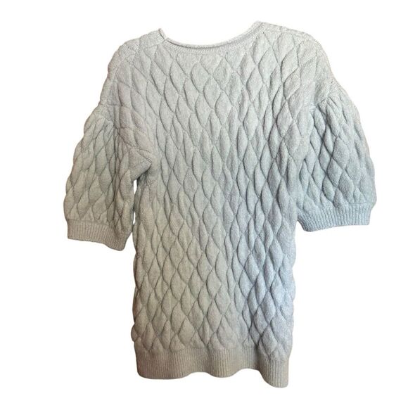 Anthropologie Bonnie Quilted Eyelash Sweater Large Blue Wool Blend Pullover - Picture 5 of 8